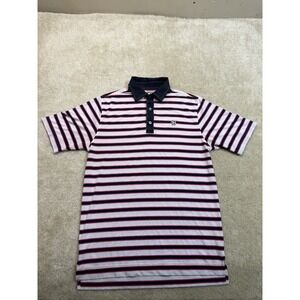 Footjoy Polo Shirt Mens Medium White Pink Black Striped Golf Lightweight Outdoor